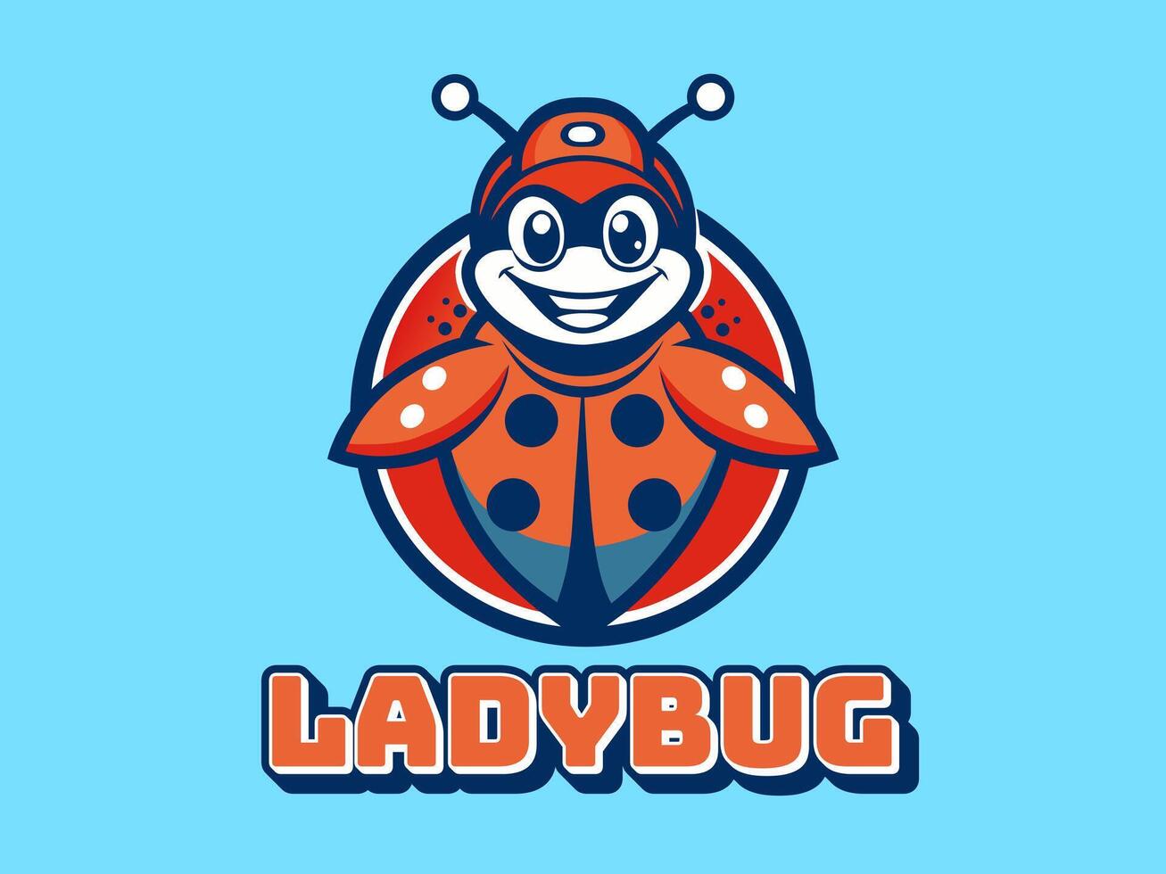 Ladybug cartoon minimal comic modern logo illustration. Red bug logo vector