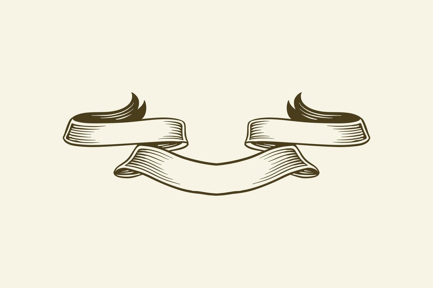 hand drawn black and white ribbon illustration vector