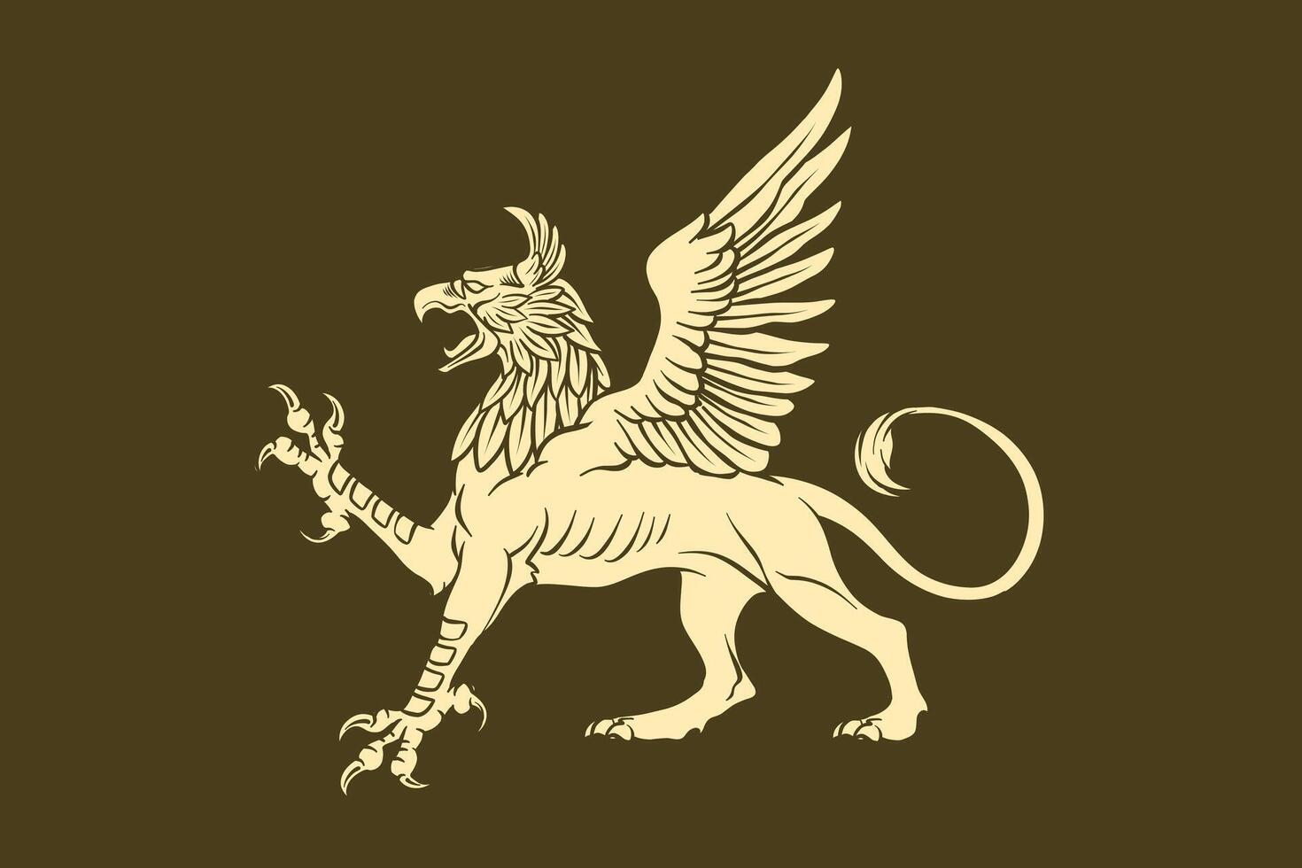 Griffin illustration in vintage style, hand drawn vector