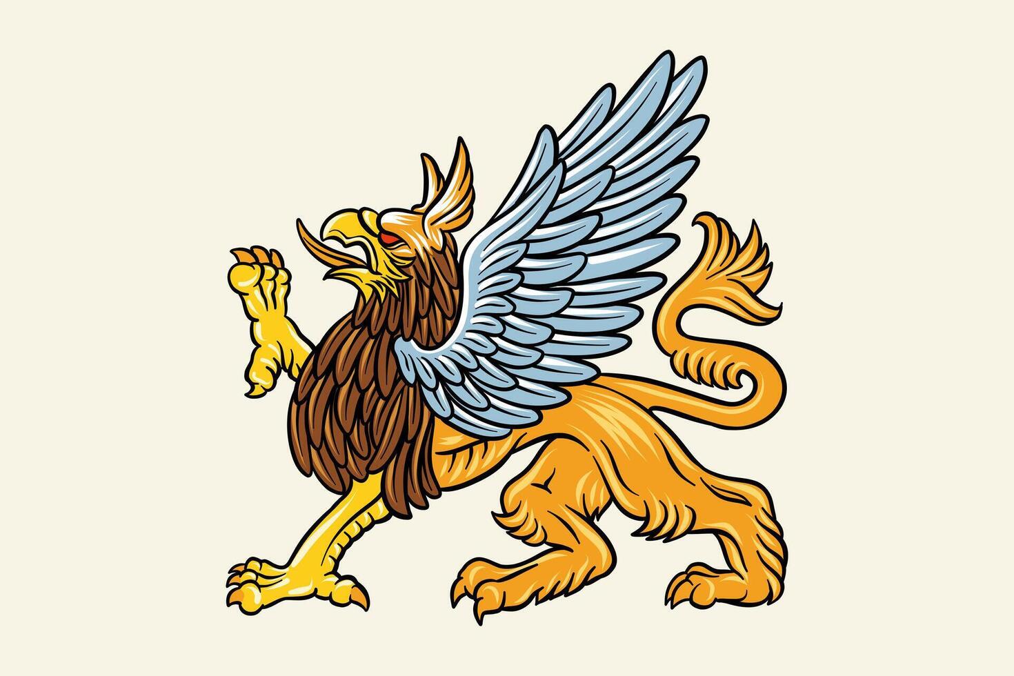 Colored illustration of Griffin in decorative style vector