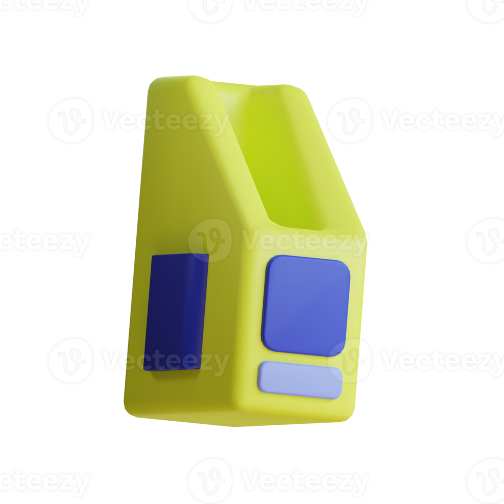 Yellow archive box with folders, archive or file storage isolated on a transparent background. png