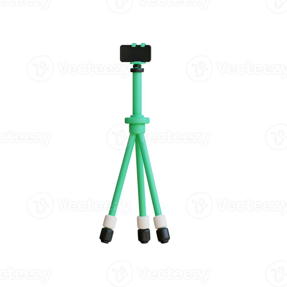 A green portable and adjustable tripod for smartphones and cameras png