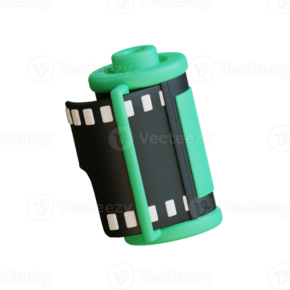 3D icon of a green and black film roll. png