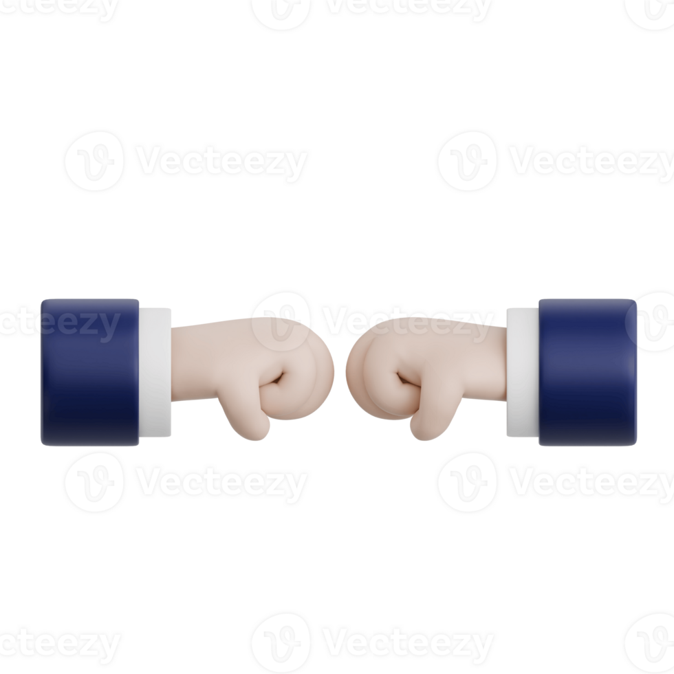 3D Rendered Hand Gesture Fist Bump Between Two Hands. Transparent Background png