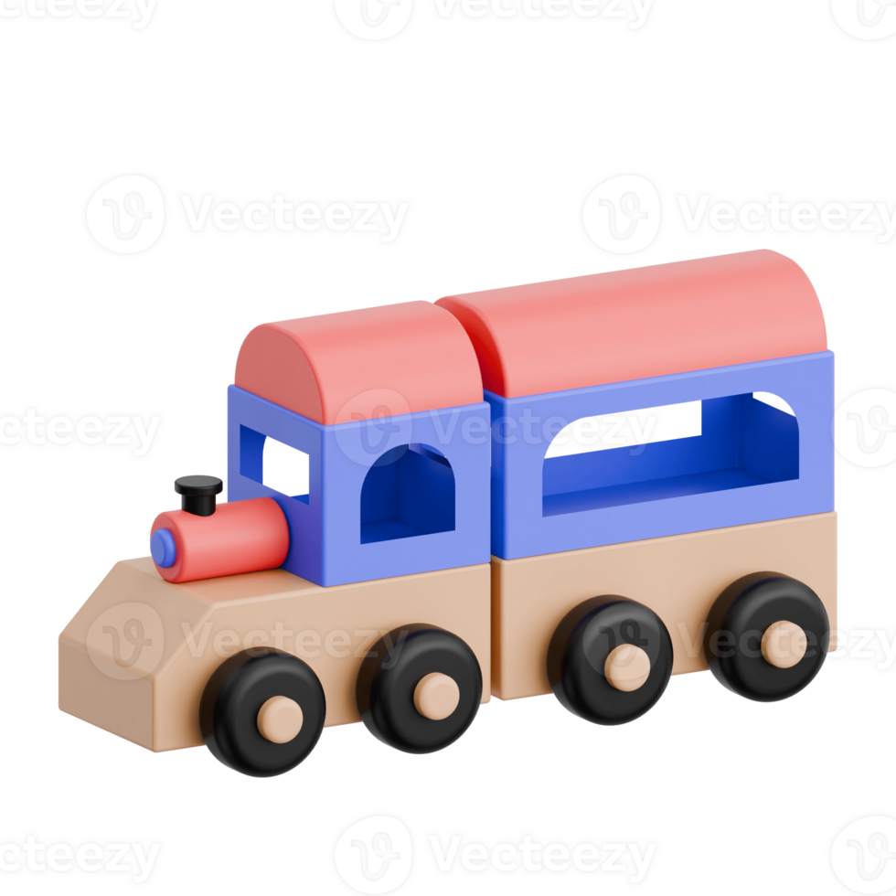 3D Render Kid Toy Train for Creative Play. Transparent Background png