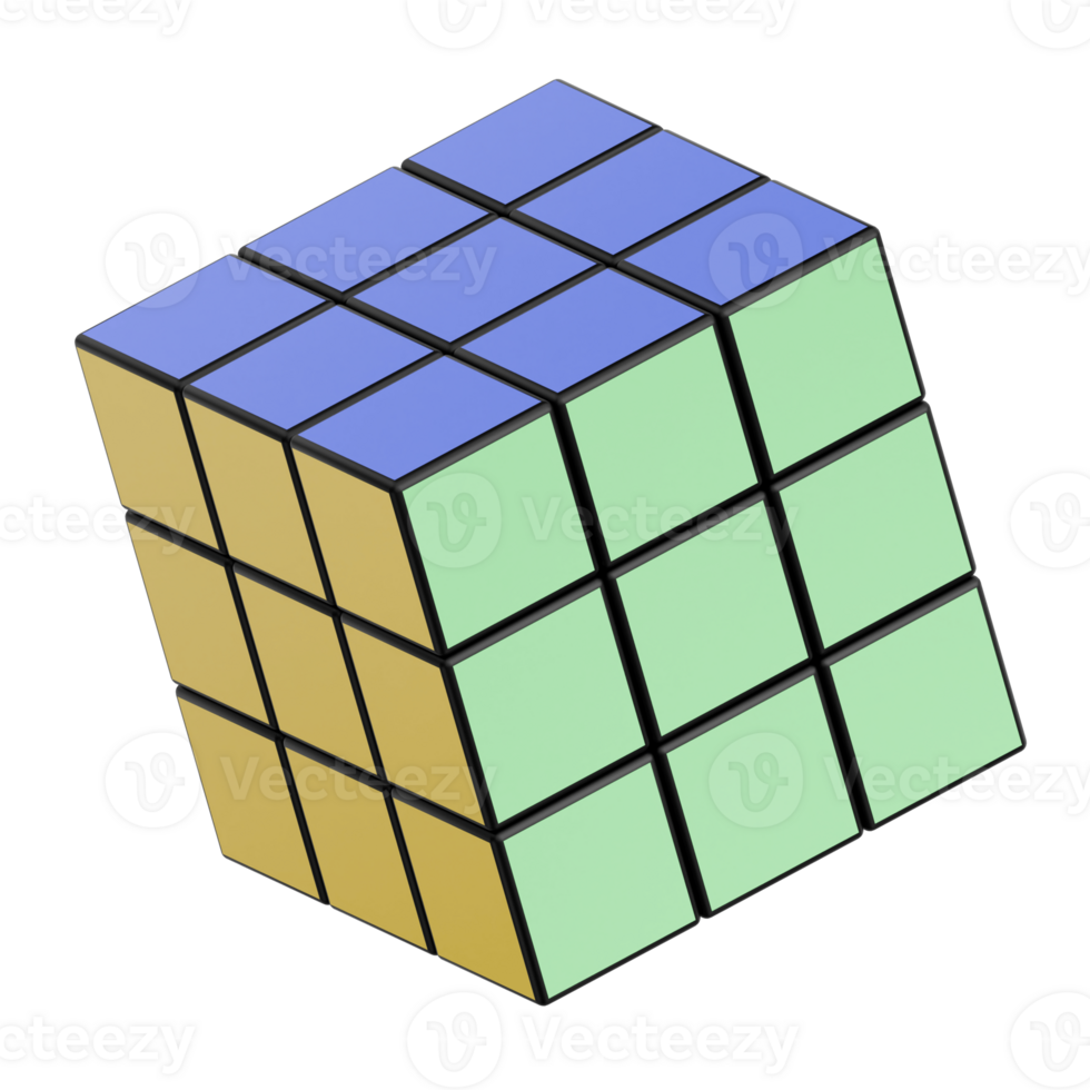 3D Render Kid Toy Classic Rubik's Cube for Creative Play. Transparent Background png