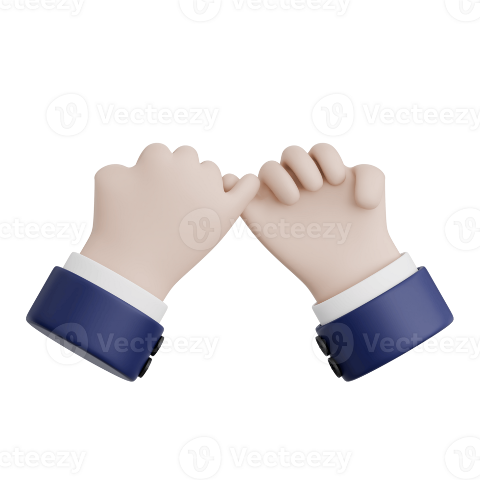 3D Rendered Hand Gesture Making Promise. Transparent Background png