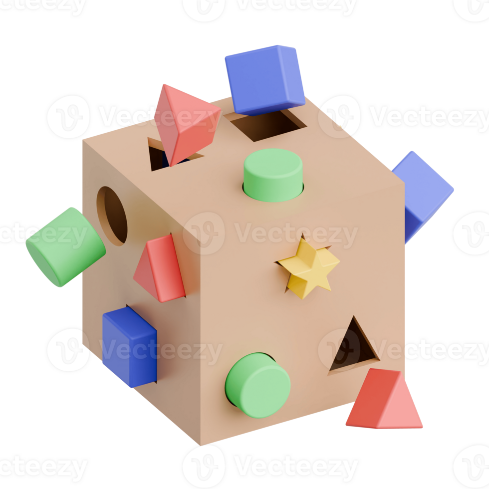 3D Render Kid Toy Shape Sorting for Creative Play. Transparent Background png