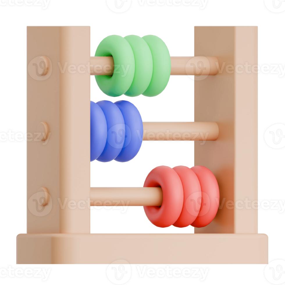 3D Render Kid Toy Abacus for Creative Play. Transparent Background png