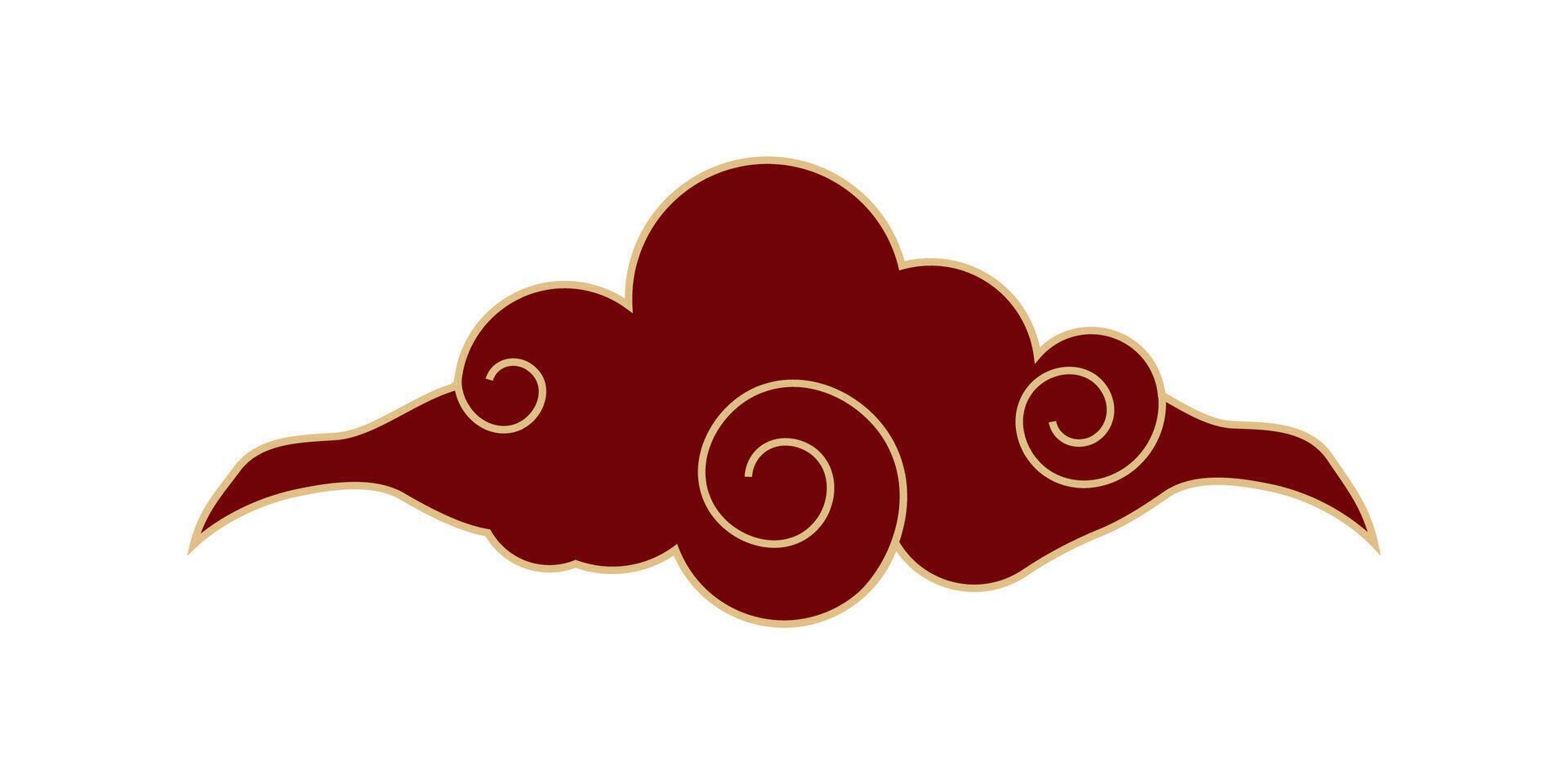 Japanese cloud set, asian traditional wavy curly ornament. China ornament, eastern decoration doodle, line. Clouds flow with the wind in the sky . vector
