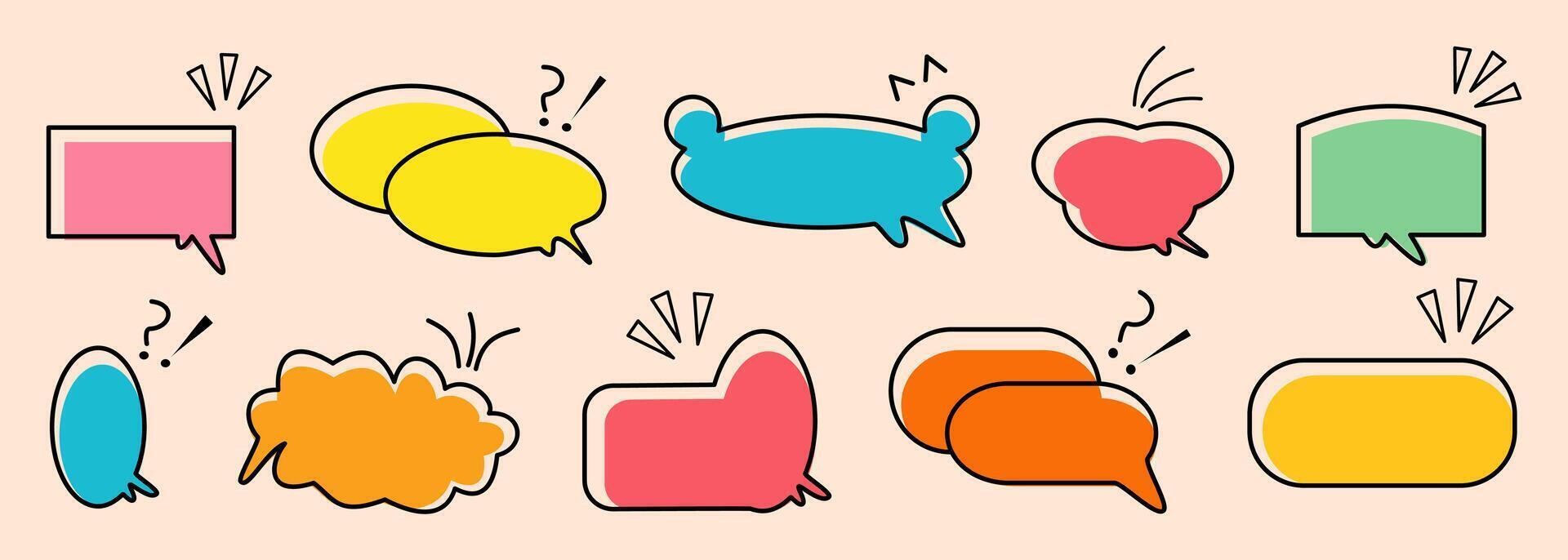 Set of colorful speech bubble, funnies chat bubble, cute balloon various. For text conversation, massage, chat, and comic. vector