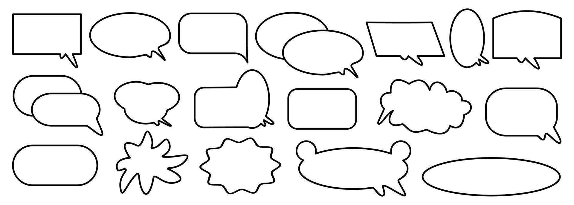 Big set of speech bubble, chat bubble line art , simple line, balloon line. For text conversation, massage, chat, and comic. vector