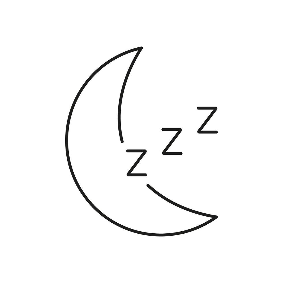 Sleep Line Icon. Nighttime Rest and Relax for Health and Wellness. Relaxation and Healthy Sleep Outline Symbol. Isolated Illustration vector
