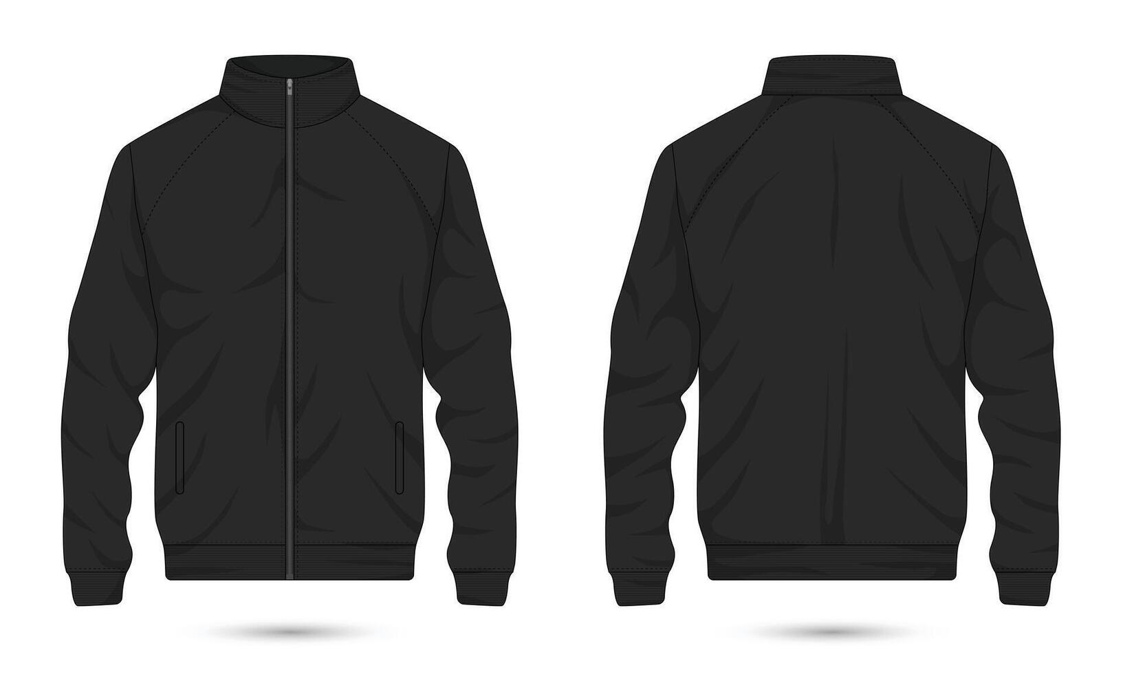 Black bomber jacket mockup front and back view vector