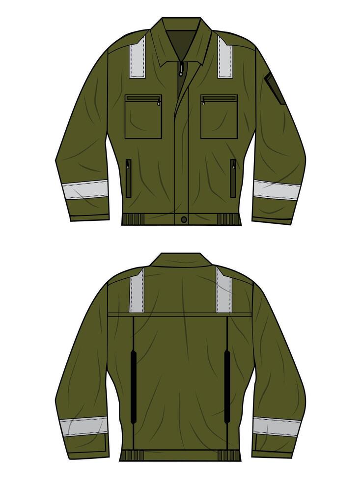 Hi vis work safety clothing template front and back view vector