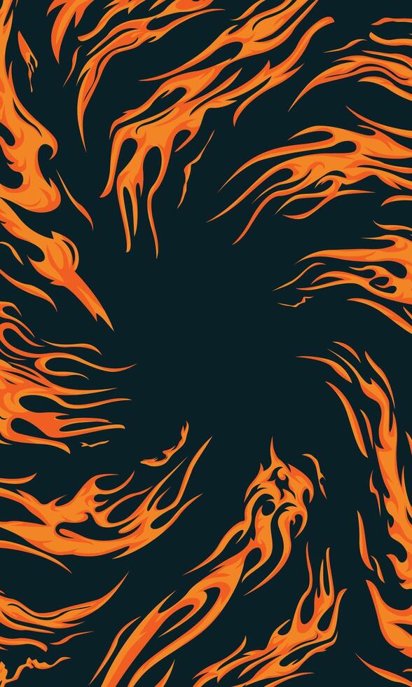 Radial shape burning fire illustration background vector