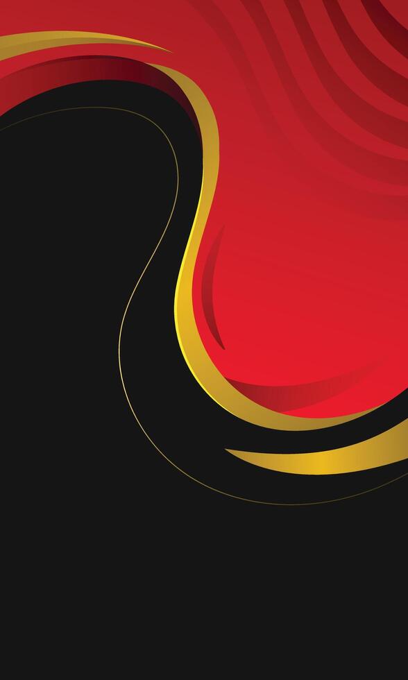 Abstract red liquid elegant background with gold lines vector