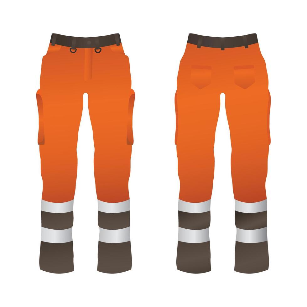 Hi vis safety pants template front and back view vector