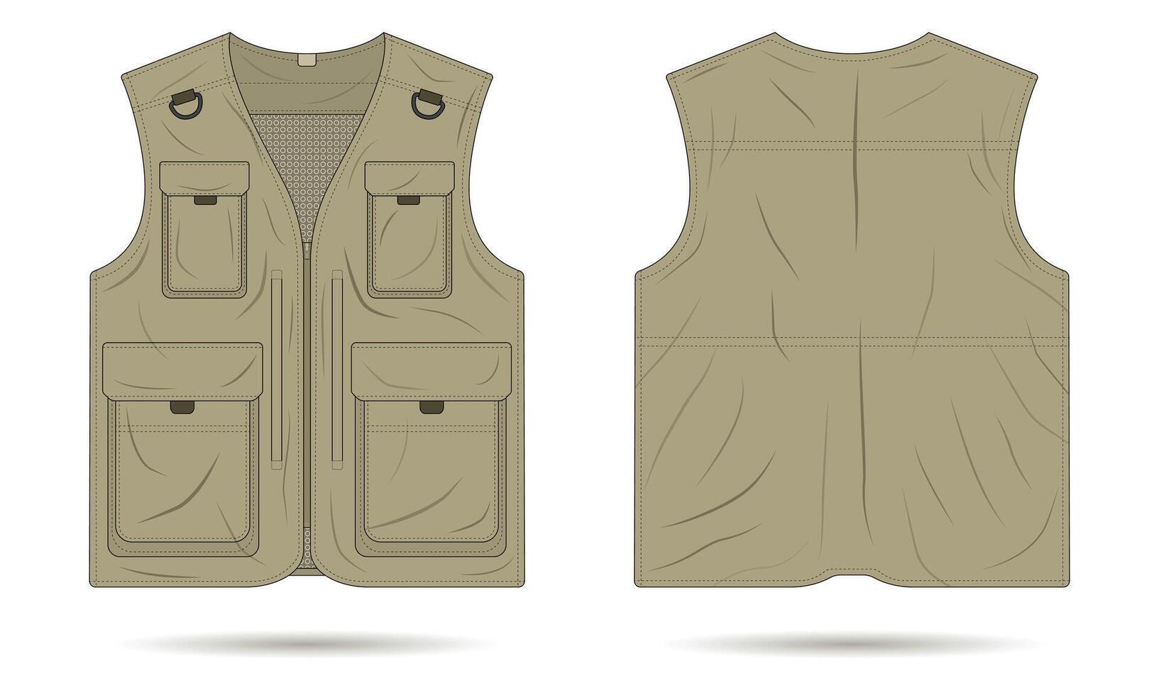 Outdoor vest mockup. Military army vest vector