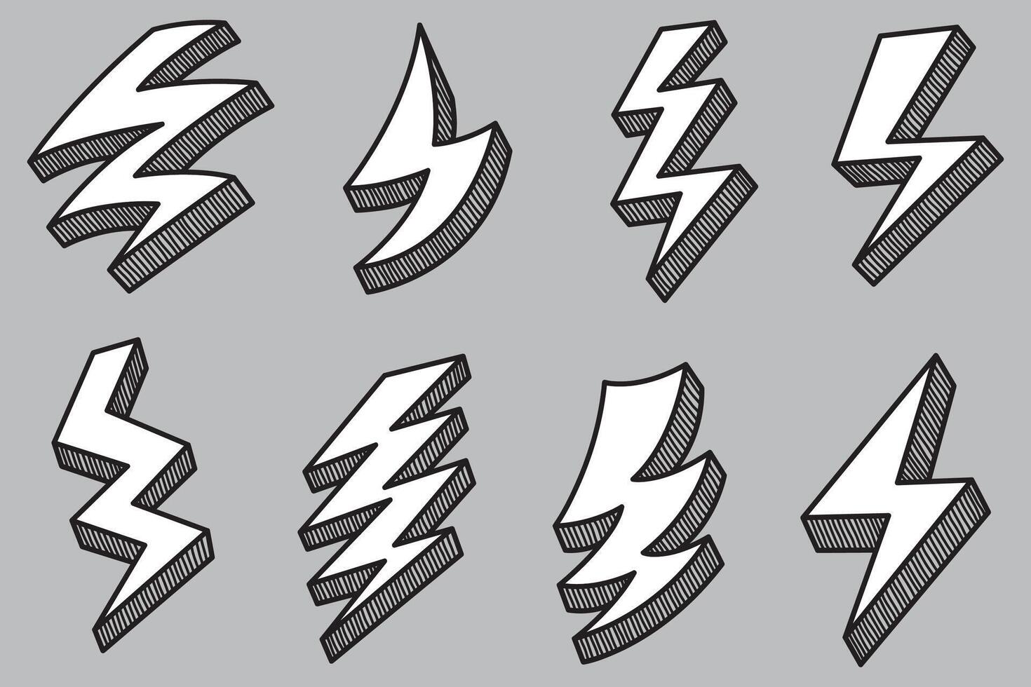 hand drawn doodle electric lightning symbol sketch illustration. colored. thunder symbol doodle icon. vector