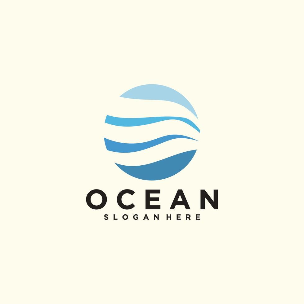 Ocean wave logo template ocean simple and modern logo design vector