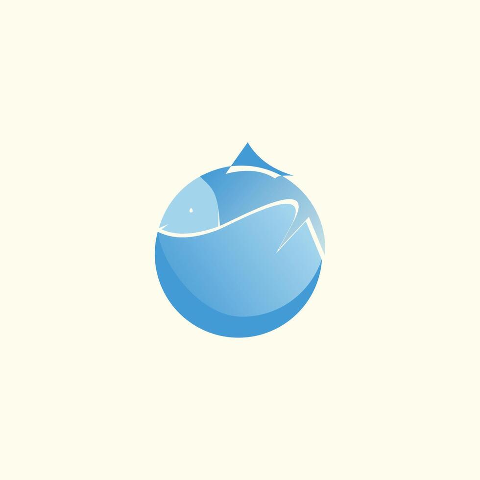 Logo style world ocean day concept with fish vector