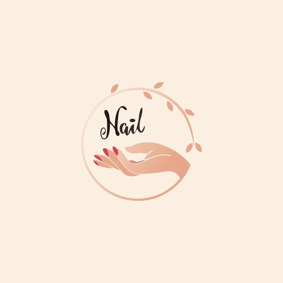 Girls hands with delicate purple manicure and orchid flowers vector