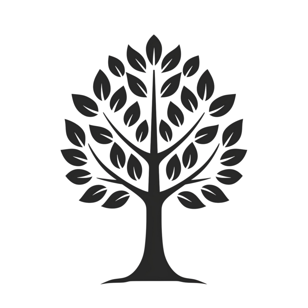 A minimalist tree logo design, sleek and modern isolated on a transparent background png