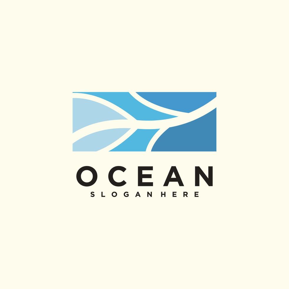 Ocean wave logo template ocean simple and modern logo design vector