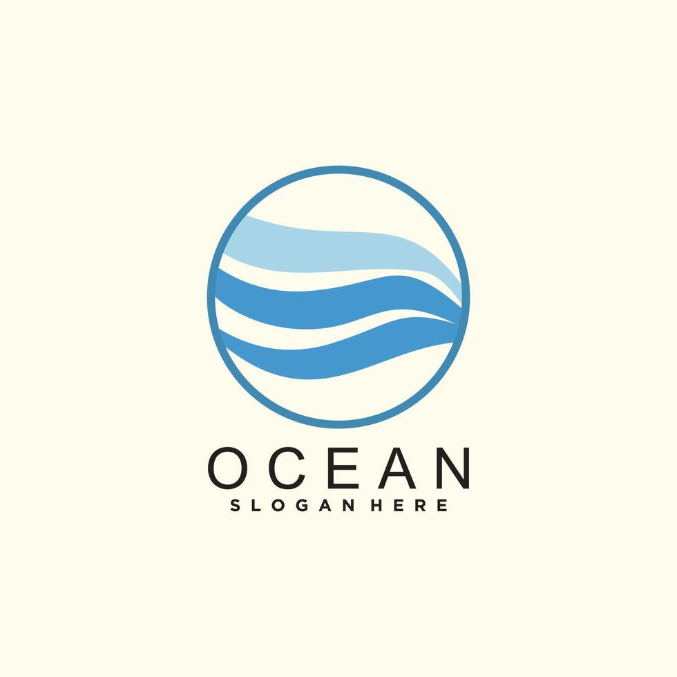 Ocean wave logo template ocean simple and modern logo design vector