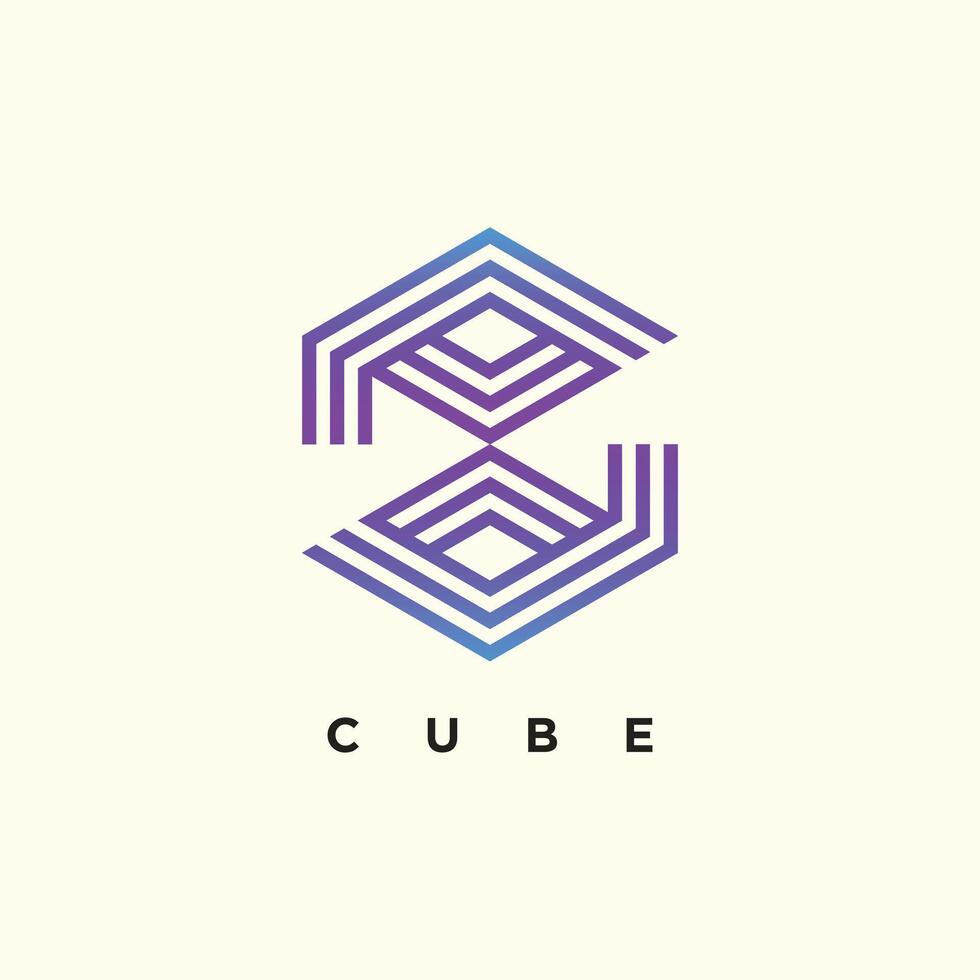 Cube logo design icon idea with creative technology concept vector