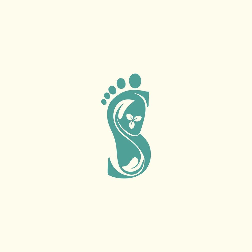 Reflexology logo design with letter and foot clinic unique concept premium vector