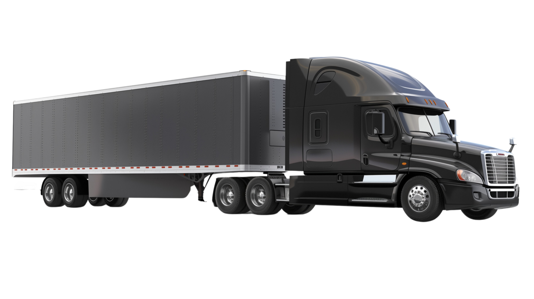 A brand new freight truck, sleek and shiny, isolated on a transparent background png