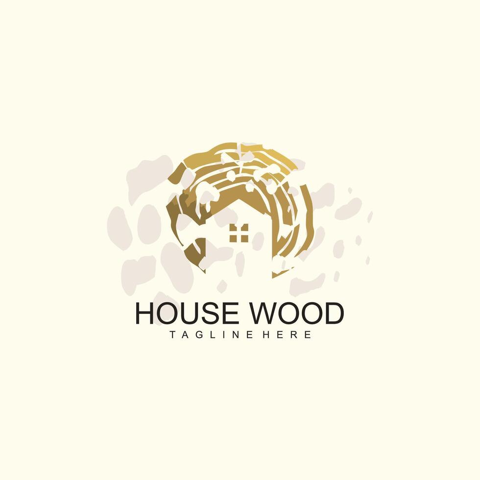 Wooden house design element icon with creative unique concept vector