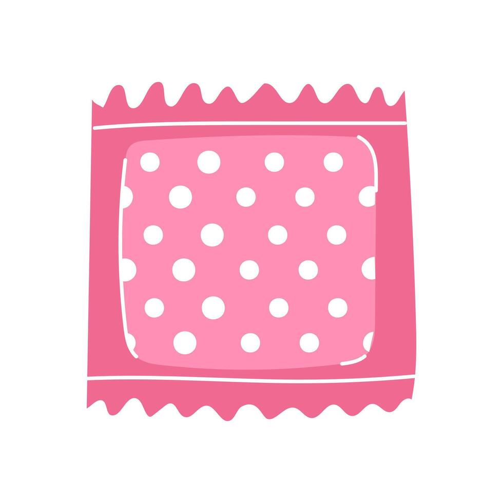 Colored flat packed patch. Band-aid, transdermal patch, nicotine patch, contraceptive patch, body patch, medical. Pink packaging with an adhesive texture on a white background. Private vector