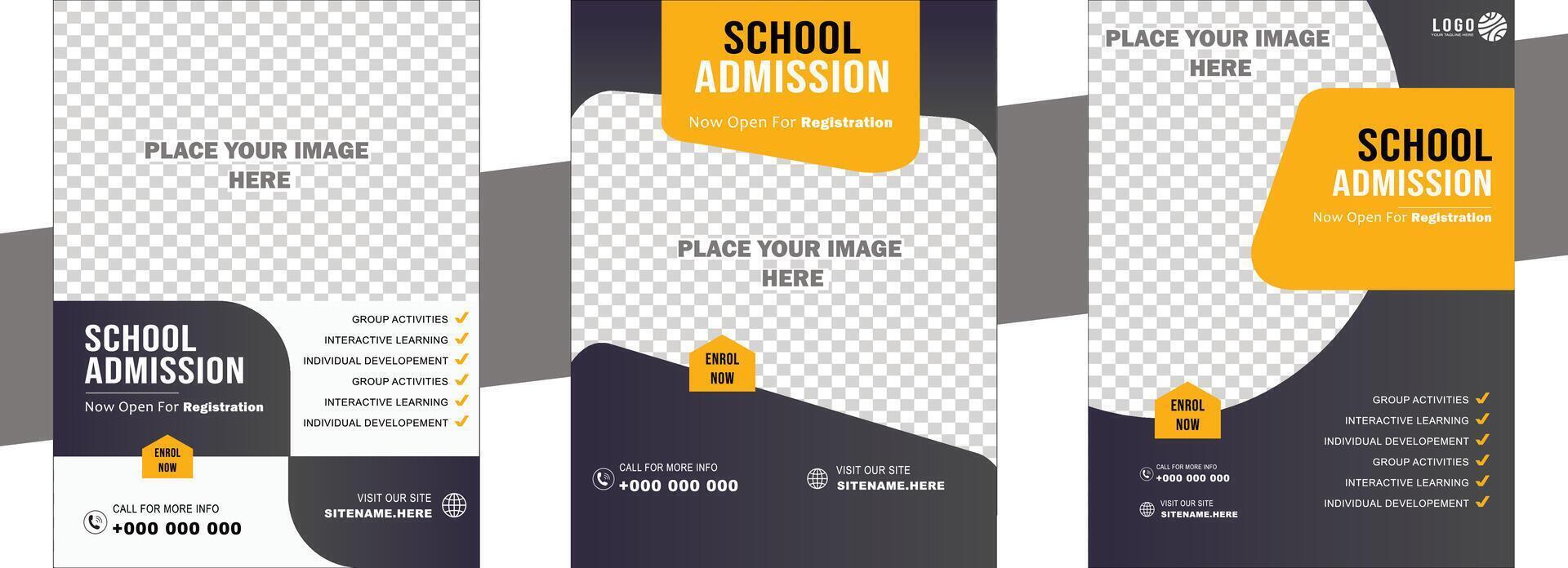 High-Quality School Admission Flyer Template with Customizable Layout Editable Text and Engaging Graphics for Effective Student Recruitment and School Promotion vector