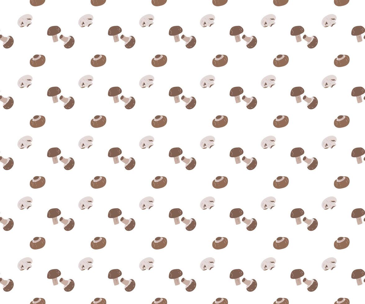 brown champignon mushroom as seamless pattern background vector