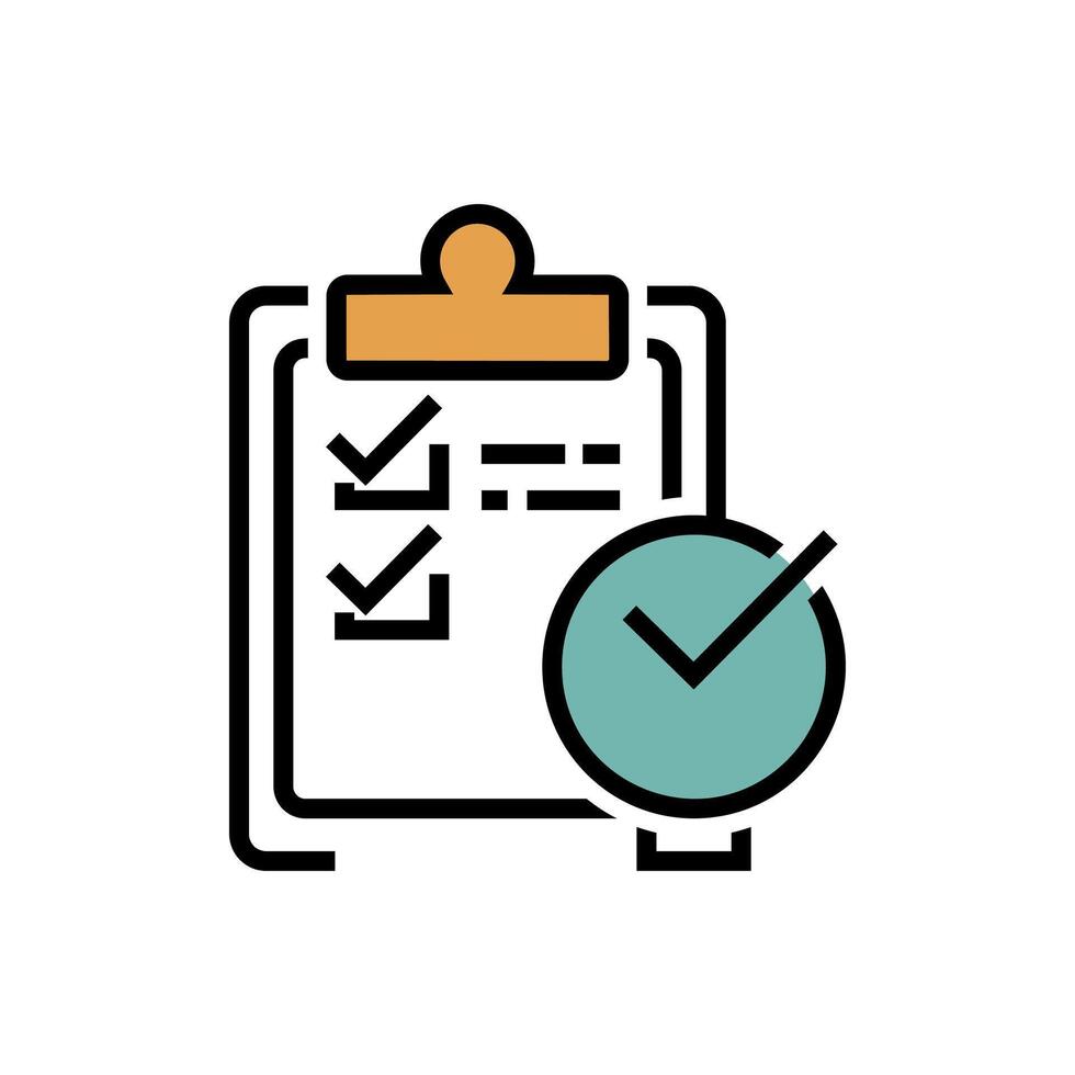 Completed task checklist icon. Clipboard with checkmarks and a green checkmark symbol. Perfect for project management, productivity, and success concepts. vector