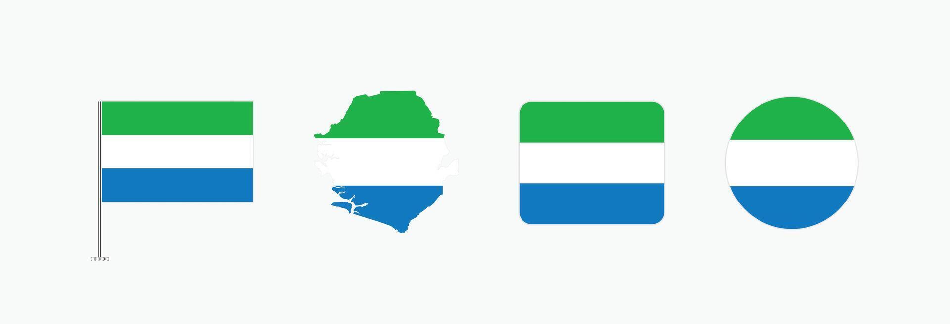 Sierra Leone flag. Set of Sierra Leone Flags Collection. vector
