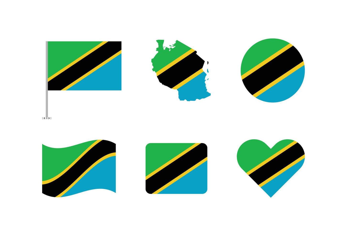 Tanzania flag. Set of Tanzania Flags Collection. vector