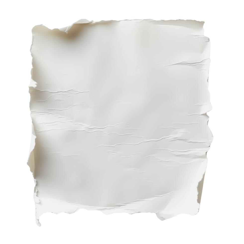 A flat piece of white paper isolated on a transparent background png