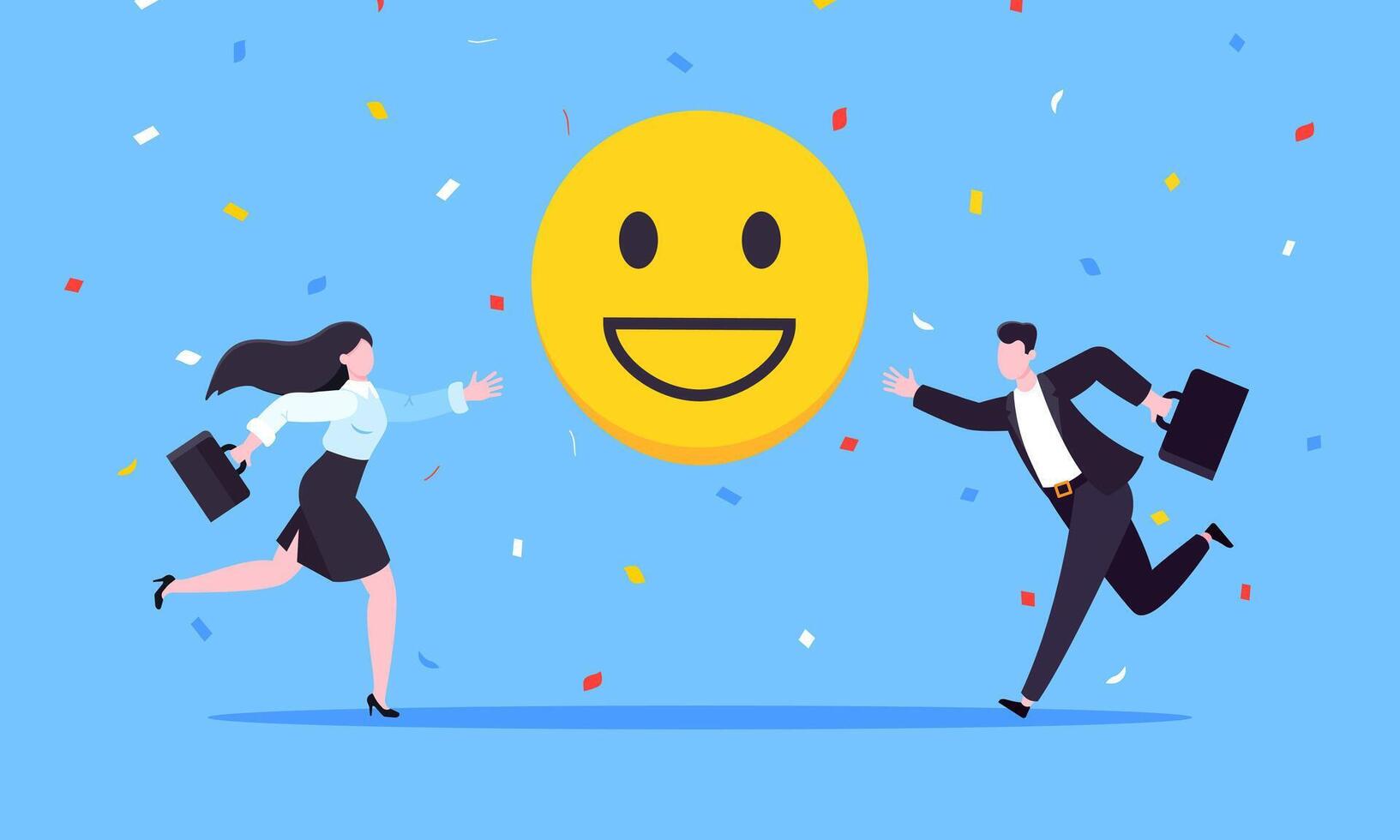 Employee wellbeing and positive emotions attitude business concept flat style illustration. vector