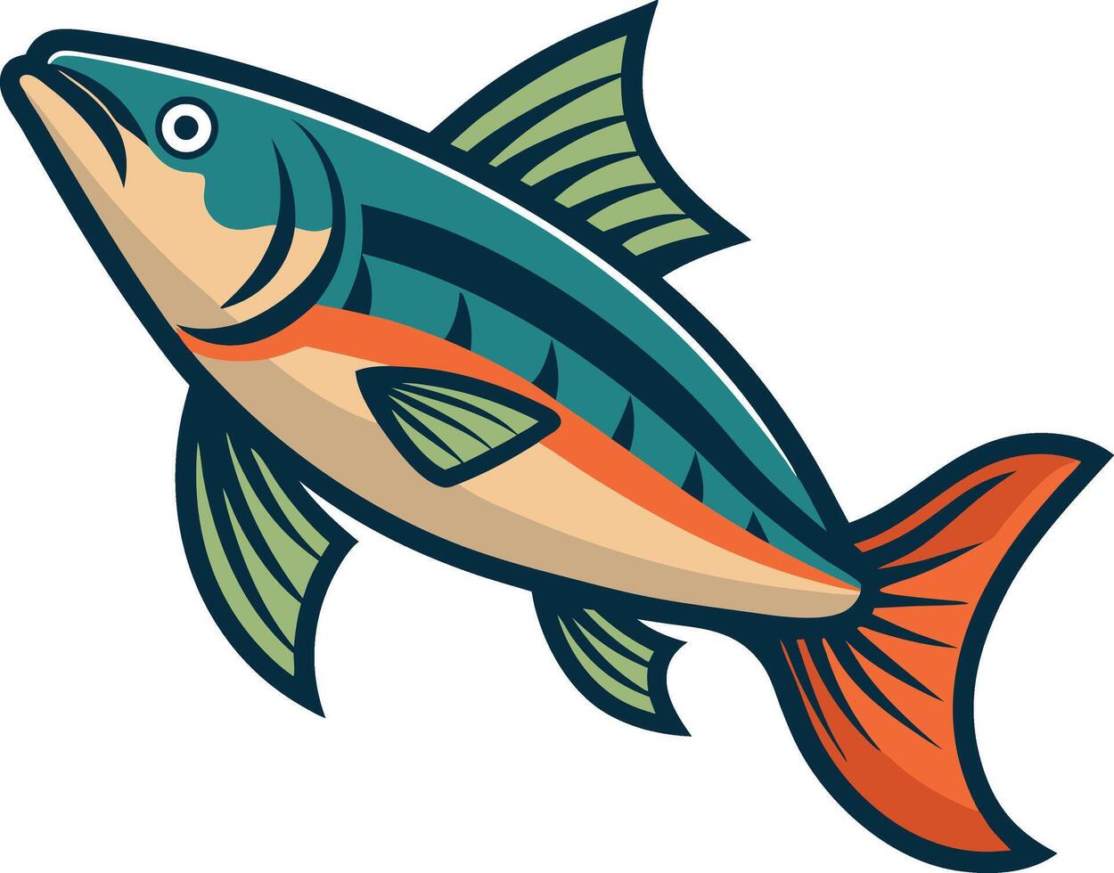 drawing of River fish vector