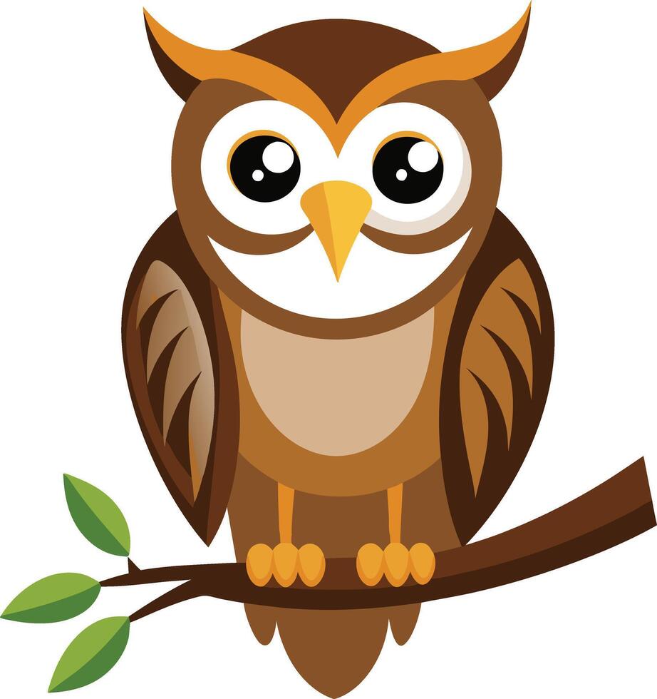 The Owl Bird with Tree Branch vector