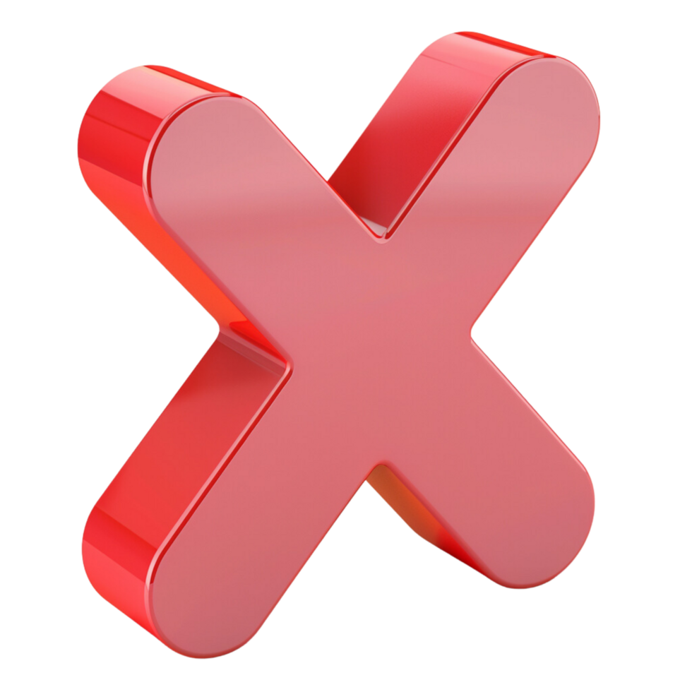 A Red 3d cancel icon isolated on a transparent background png