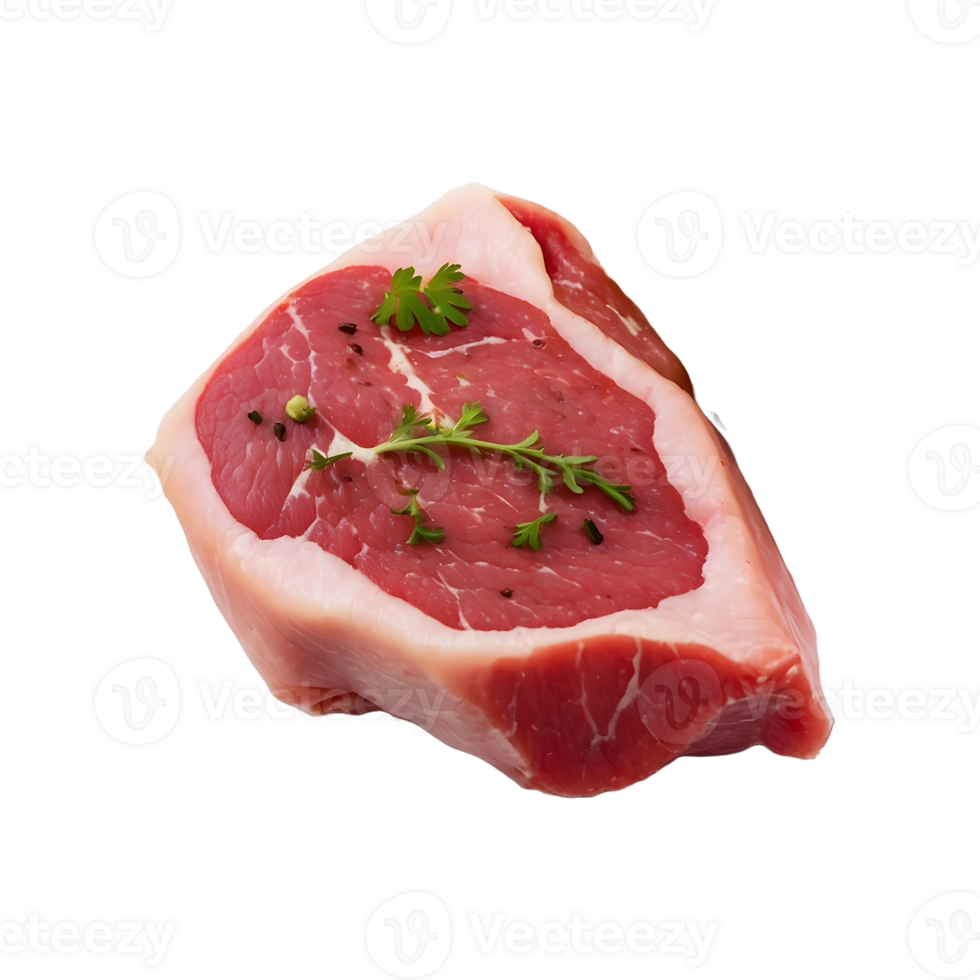 Prime Cuts Raw Meats with parsley Isolated on a Transparent Background png