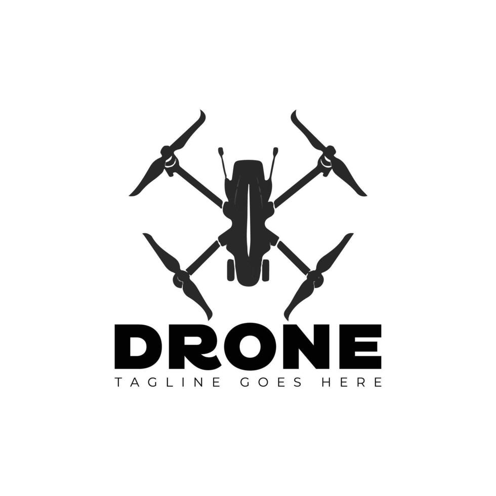 drone logo design style template black and white vector