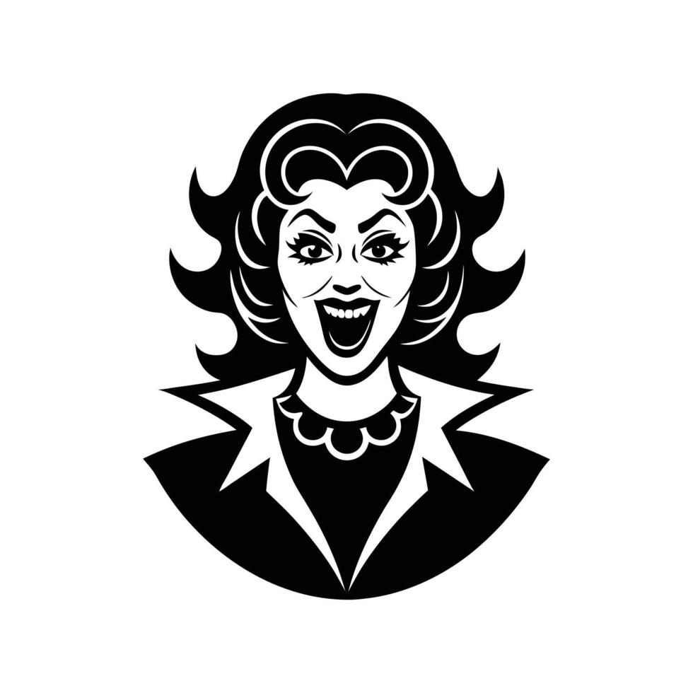Halloween funny mom logo silhouette illustration design vector