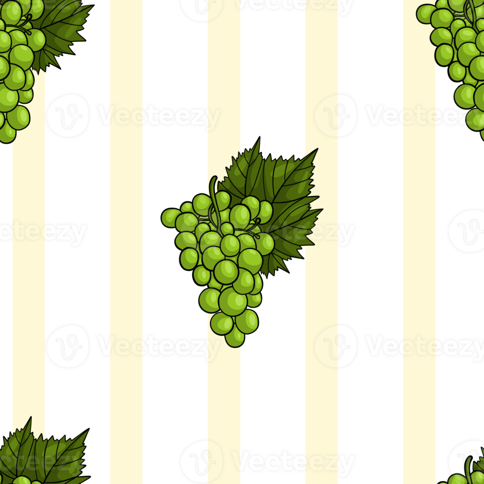 Seamless pattern with fruits bunch green grapes png