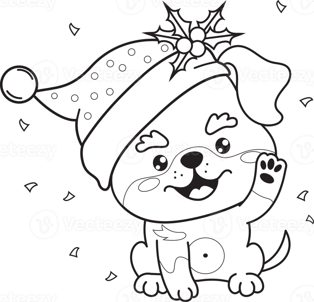 Christmas dog in Santa hat png